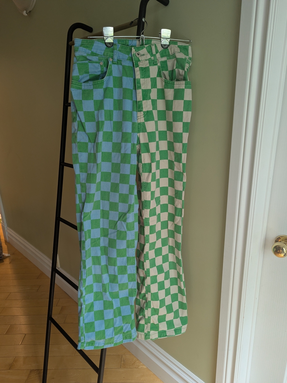 Ragged Two-tone Checkerboard Jeans